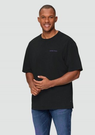 s.Oliver Jerseyshirt im Loose Fit mit Front- und Rückenprint - schwarz
