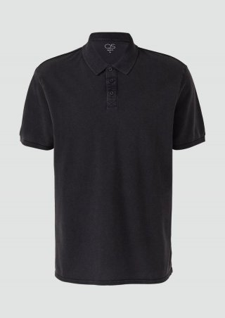 s.Oliver Gewaschenes Polo-Shirt aus Baumwollpiqué - schwarz