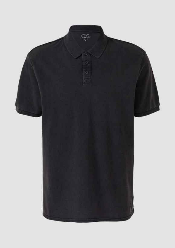 s.Oliver Gewaschenes Polo-Shirt aus Baumwollpiqué - schwarz