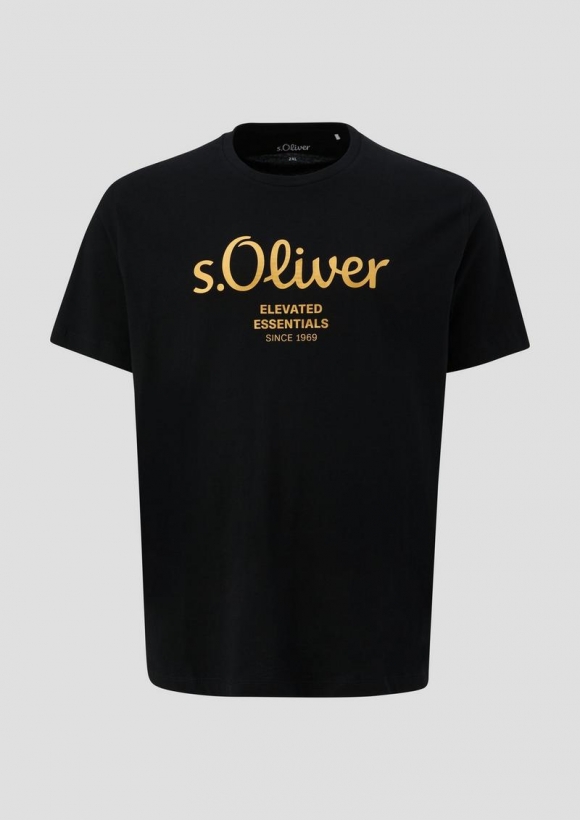 s.Oliver T-Shirt mit Label-Print - schwarz