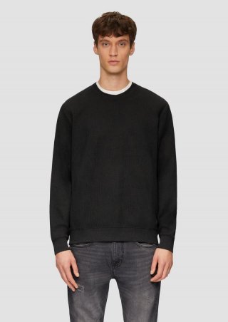 s.Oliver Sweatshirt aus Jacquard in Strick-Optik - schwarz