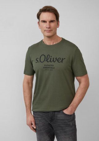 s.Oliver T-Shirt mit Logo-Print - olivgrün