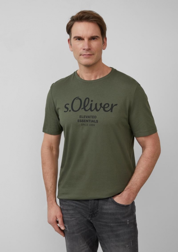 s.Oliver T-Shirt mit Logo-Print - olivgrün