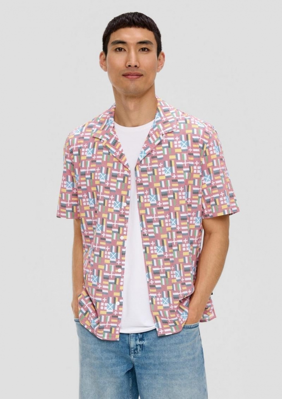 s.Oliver Unisex Kurzarmhemd mit EM-Print - weiß