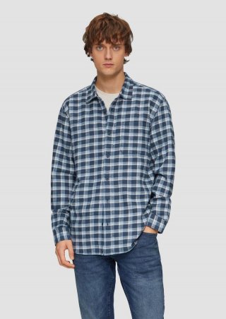 s.Oliver Regular Fit: Flanellhemd mit aufgesetzter Tasche - dunkelblau