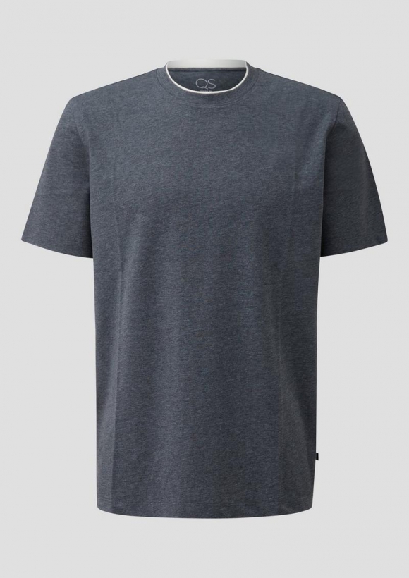 s.Oliver T-Shirt aus Melange-Jersey mit Layering-Detail - tiefblau