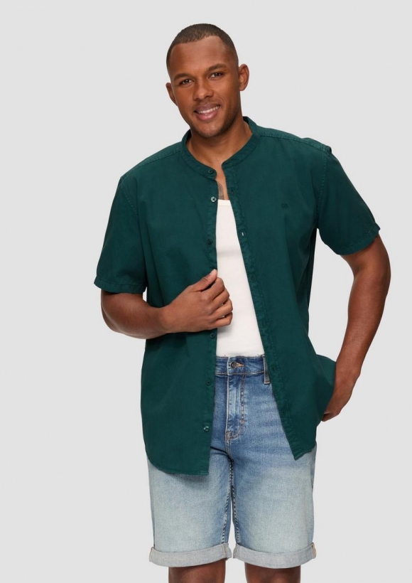 s.Oliver Hemd mit Stehkragen und Garment Dye - petrol