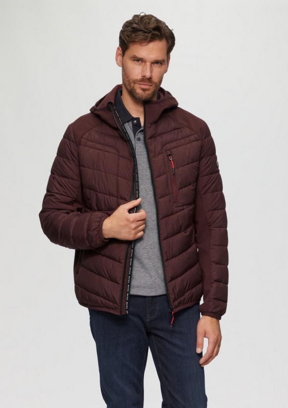 s.Oliver Pufferjacke im Fabricmix mit Kontrast-Details - bordeaux
