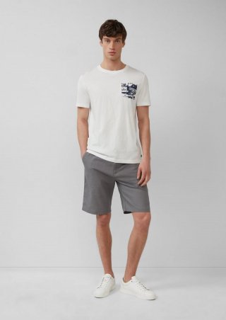 s.Oliver Detroit: Bermuda aus Baumwoll- und Leinenmix im Relaxed Fit - grau meliert