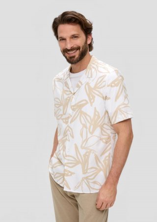 s.Oliver Kurzarmhemd mit All-over-Print - weiß
