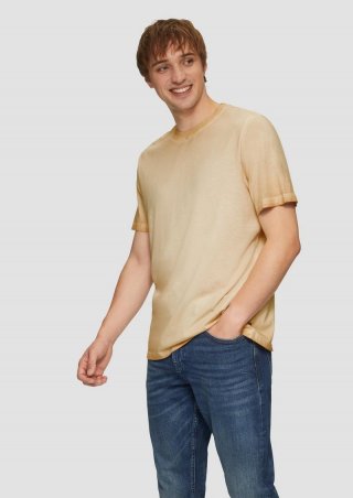 s.Oliver Gewaschenes T-Shirt mit Rundhalsausschnitt - goldgelb