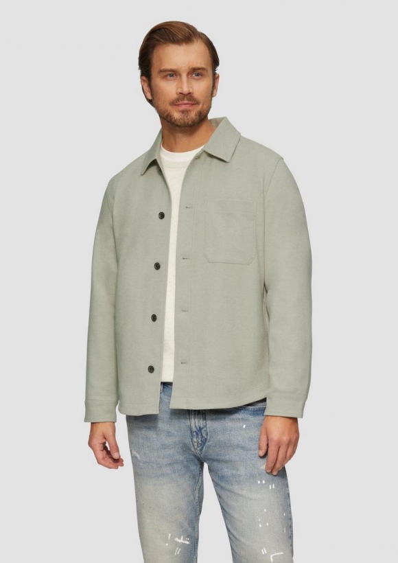 s.Oliver Gefüttertes Overshirt in Wolloptik mit Eingrifftaschen - helles beige