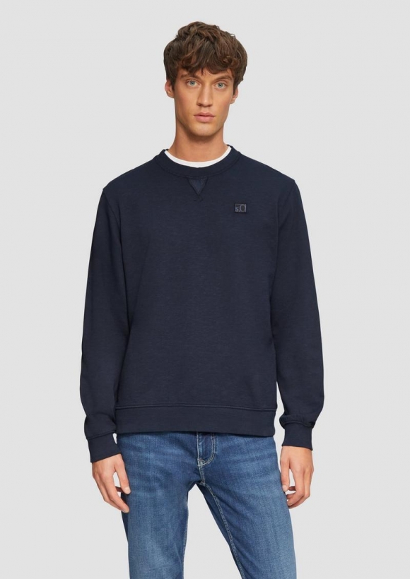 s.Oliver Sweatshirt mit Garment Dye und Logo-Detail - navy