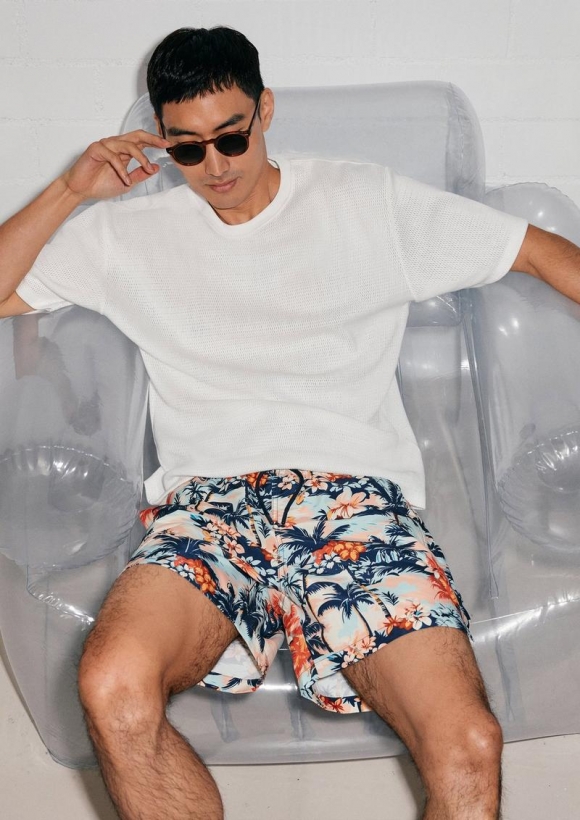 s.Oliver Badeshorts mit All-over-Print und Eingrifftaschen - minze