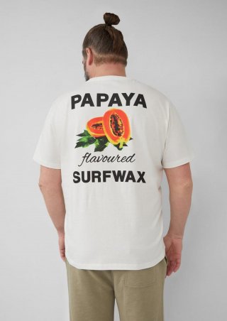 s.Oliver Baumwoll-T-Shirt im Relaxed Fit mit Front- und Rückenprint - weiß