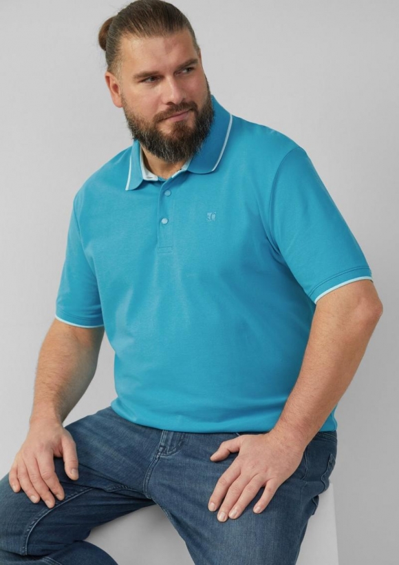 s.Oliver Sportives Piqué-Poloshirt mit Kontrast-Details - pastelltürkis
