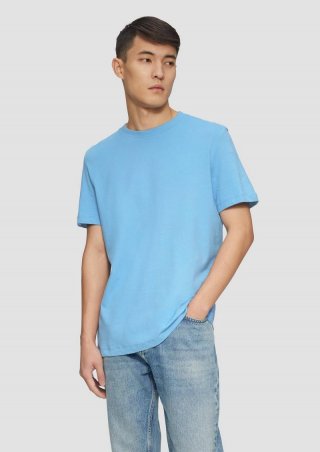 s.Oliver Softes Baumwoll-T-Shirt mit Crewneck - royalblau