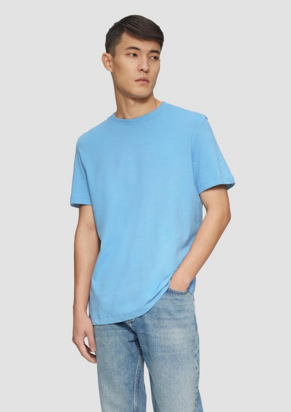 s.Oliver Softes Baumwoll-T-Shirt mit Crewneck - royalblau