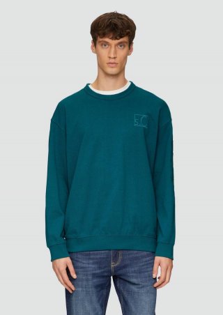 s.Oliver Relaxed-Fit-Sweatshirt mit Ärmeltasche - petrol