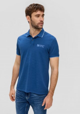 s.Oliver Poloshirt mit Piquêstruktur und Logo-Print - ozeanblau