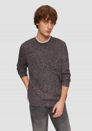 s.Oliver Strickpullover mit Rippstruktur - schwarz