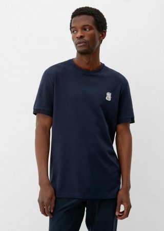 s.Oliver T-Shirt mit Labelpatch - navy