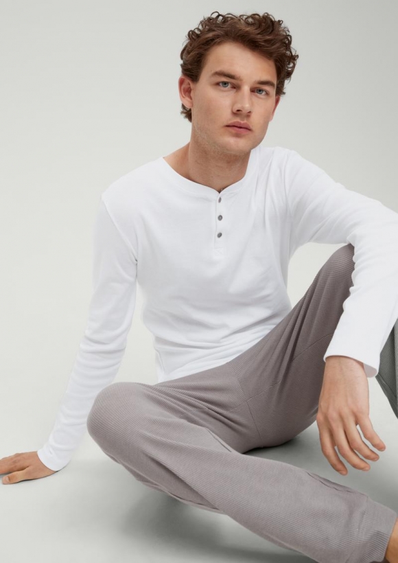 s.Oliver Pyjama-Shirt aus Baumwolle - weiß