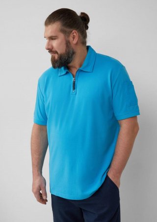 s.Oliver Poloshirt mit Reißverschluss und Ärmeltasche - pastelltürkis