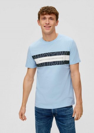 s.Oliver Baumwollshirt mit Frontprint - hellblau
