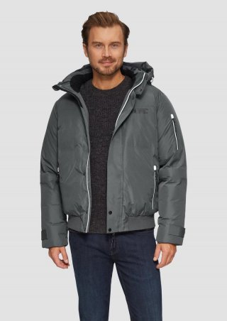 s.Oliver Wasserabweisender wattierter Blouson mit Kontrast-Details - schiefergrau