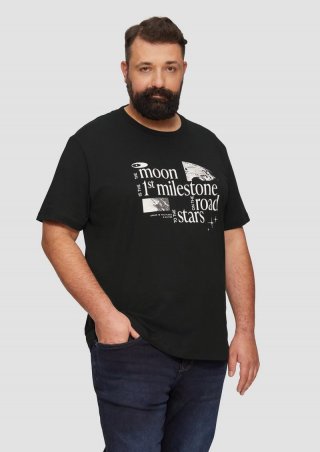 s.Oliver Baumwoll-T-Shirt mit Frontprint - schwarz