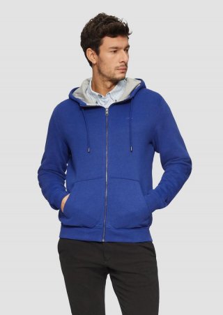 s.Oliver Sweatshirt-Jacke mit Kapuze und Logo - ozeanblau