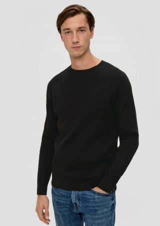 s.Oliver Feinstrickpullover aus Baumwolle - schwarz