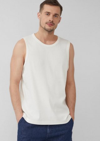 s.Oliver Jersey-Tanktop mit Rippstruktur - weiß