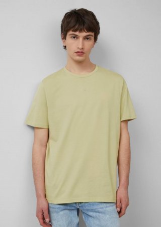 s.Oliver Basic Rundhals T-Shirt mit Logo-Druck - helles olivgrün