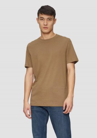 s.Oliver Softes Baumwoll-T-Shirt mit Crewneck - sandstein