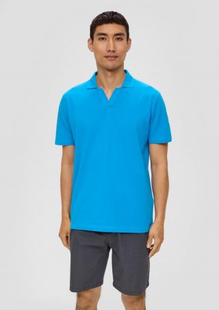 s.Oliver Poloshirt aus Baumwolle mit offenem Kragen - dunkles türkis