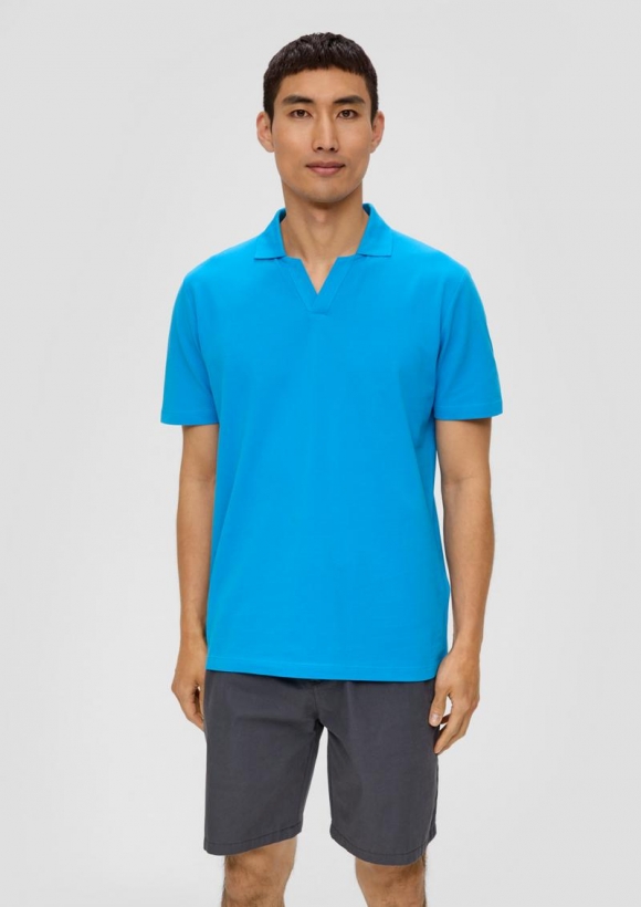 s.Oliver Poloshirt aus Baumwolle mit offenem Kragen - dunkles türkis