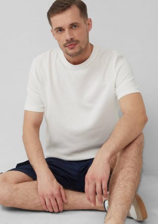 s.Oliver Strukturiertes T-Shirt mit Crew Neck - weiß