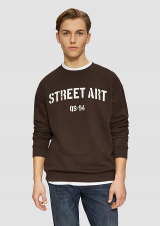 s.Oliver Sweatshirt mit Frontprint - dunkelbraun