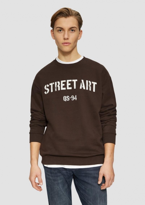 s.Oliver Sweatshirt mit Frontprint - dunkelbraun