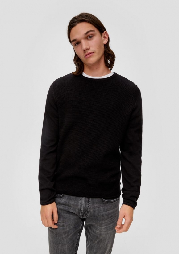 s.Oliver Strickpullover mit Musterstruktur - schwarz
