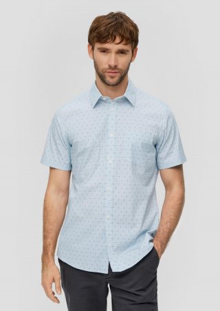s.Oliver Slim Fit: Kurzarmhemd mit aufgesetzter Tasche - hellblau