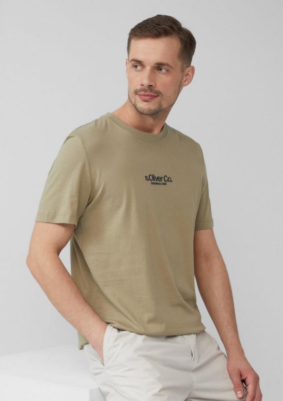 s.Oliver T-Shirt aus Baumwolle mit Logo-Print - olivgrün
