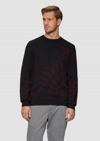 s.Oliver Strickpullover mit Jacquard-Muster - aubergine