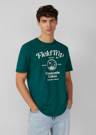 s.Oliver Baumwoll-T-Shirt mit Frontprint - tannengrün