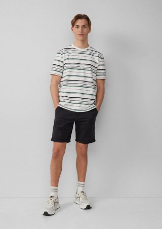 s.Oliver Chino-Shorts John aus Baumwollstretch mit fixiertem Turn-up - dunkelgrau