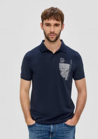 s.Oliver Poloshirt mit Grafik-Print - navy