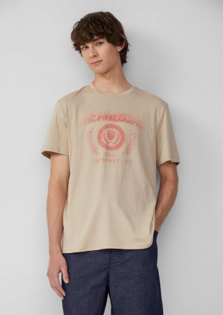 s.Oliver Basic T-Shirt mit platziertem Druck - helles beige