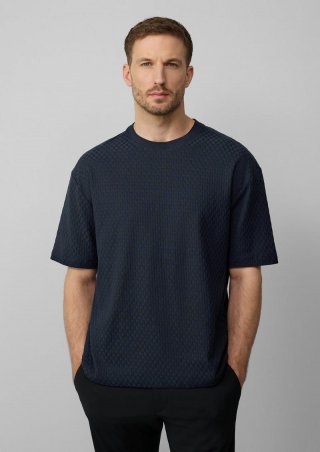 s.Oliver T-Shirt im Relaxed Fit aus strukturiertem Jersey - navy